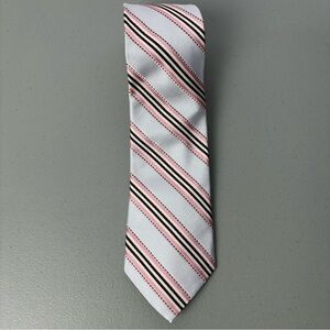Luciano Barbera Made in Italy REPP Tie Striped Blue Pink Brown Silk